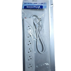 מפצל חשמל 6 שקעים כולל מפסק וכבל באורך כ- 1 מטר Semicom